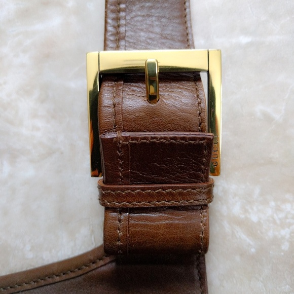 ⛔SOLD⛔Vintage Gucci Brown Leather Saddle Bag Purse - Picture 5 of 8